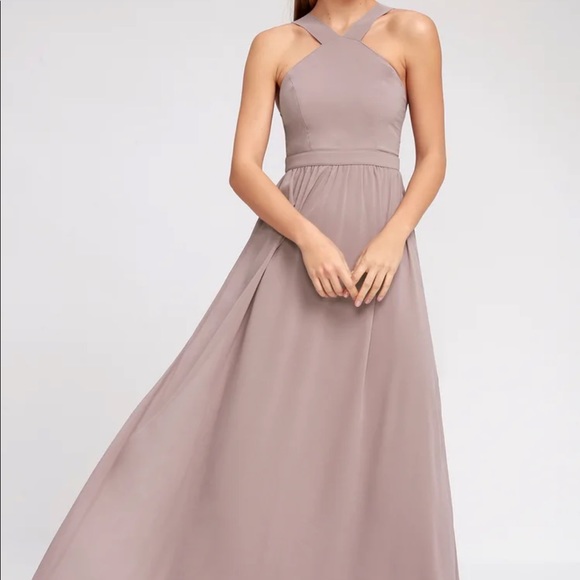 Lulus Dresses & Skirts - Lulu’s Air of Romance Floor Length Dress in Taupe